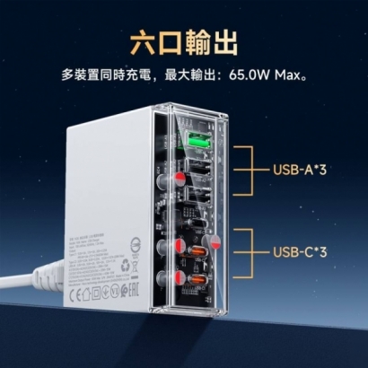 hoco工業風六口PD65W _3C3A_桌上型充電器6.jpg